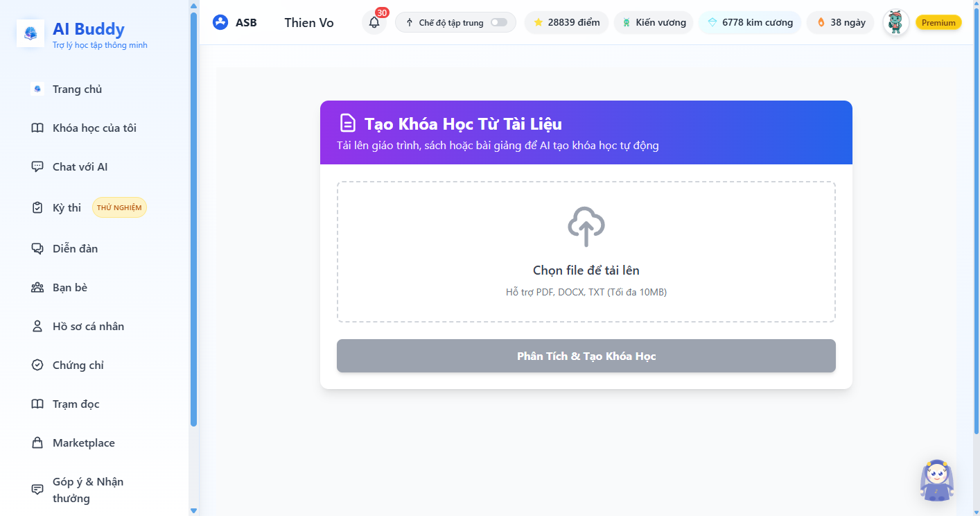 Tạo khóa từ tài liệu PDF