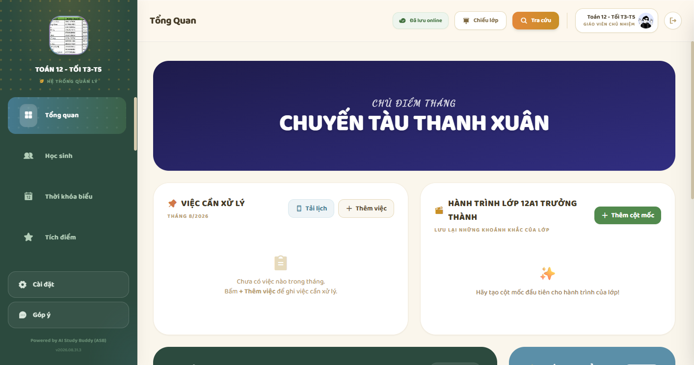 Tổng quan chế độ GVCN — banner chủ điểm, bảng vàng, lối tắt tích điểm